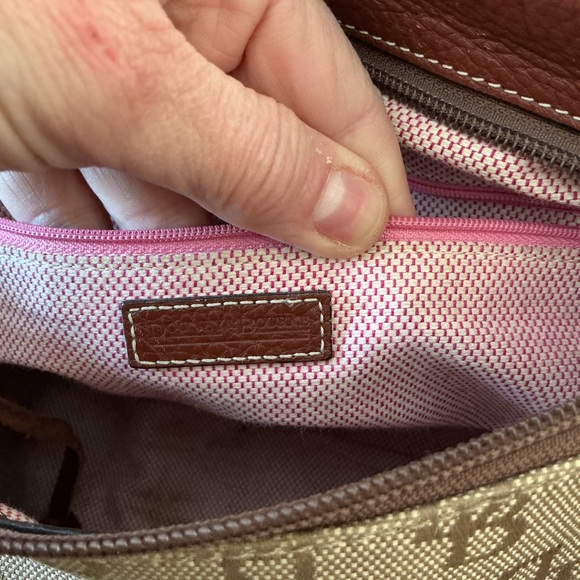 Dooney & Bourke Signature Canvas and Pebble Leather Hobo Satchel Shoulder Bag - Picture 13 of 15